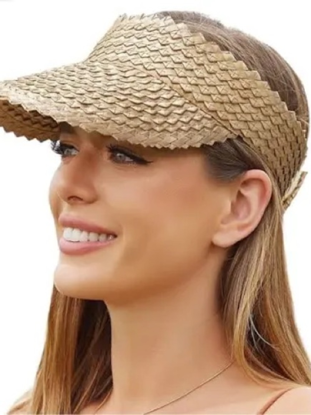 Beach Riot Woven Straw Visor in Natural Tan
